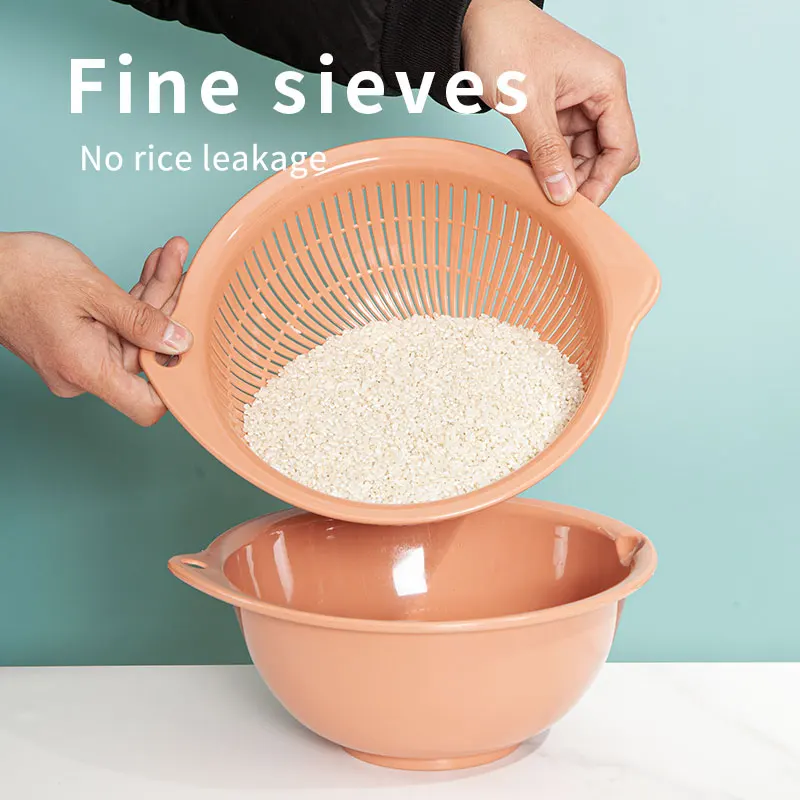 household wash kitchen tool food grade plastic fruit vegetable storage with handle water sieve basin layered drain basket