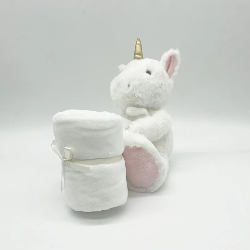 Customized New born Baby stuffed Blanket Safety Blanket with Plush Custom Animal Security Blanket