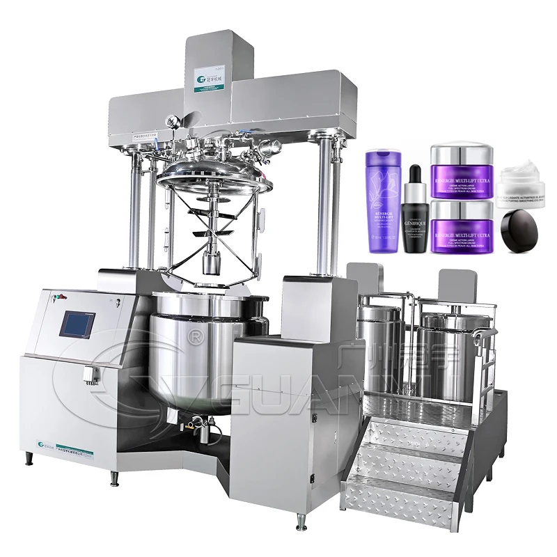 Gmp Standard Mayonnaise Skin Bleaching Mixing Vacuum Homogenizer Emulsifying Mixer Hair Color Dye Cosmetic Cream Making Machine