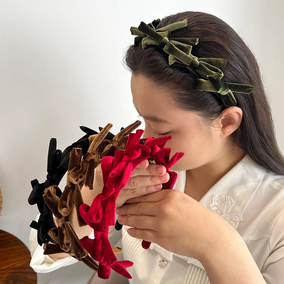 New Fashion Sweet Girl Hair accessories Velvet bow Headband Fall and winter headband