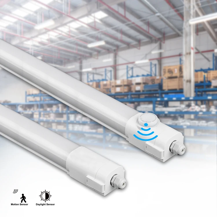 Industrial 3 Cct Led Ceiling Light 2ft 4ft 5ft Tri Proof Ip65 Sensors Led Linear Light For Warehouse Workshop Garage Parking Lot