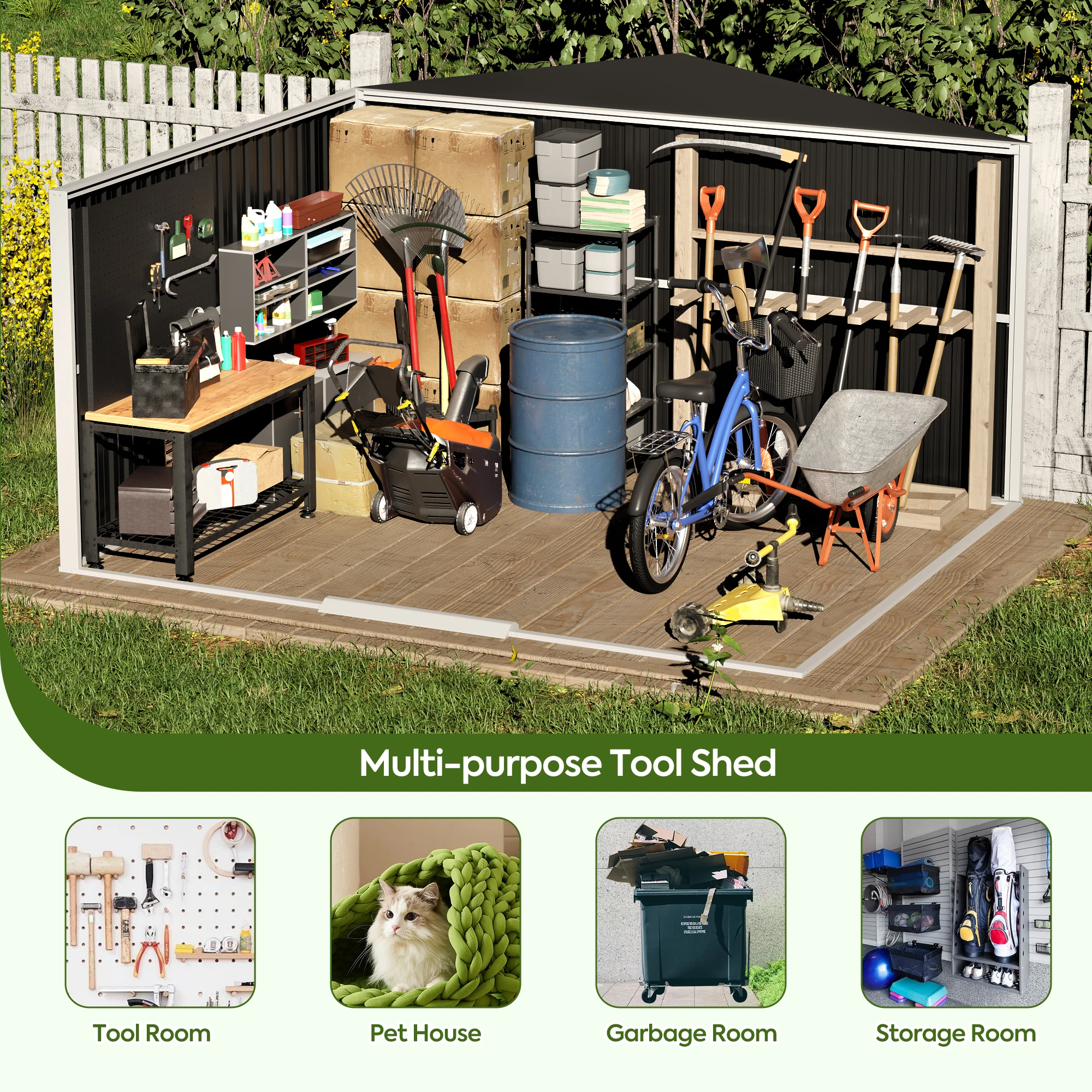 Garden Shed Storage Outdoor Iron Metal Galvanized Steel Garden Shed For Tool Storage