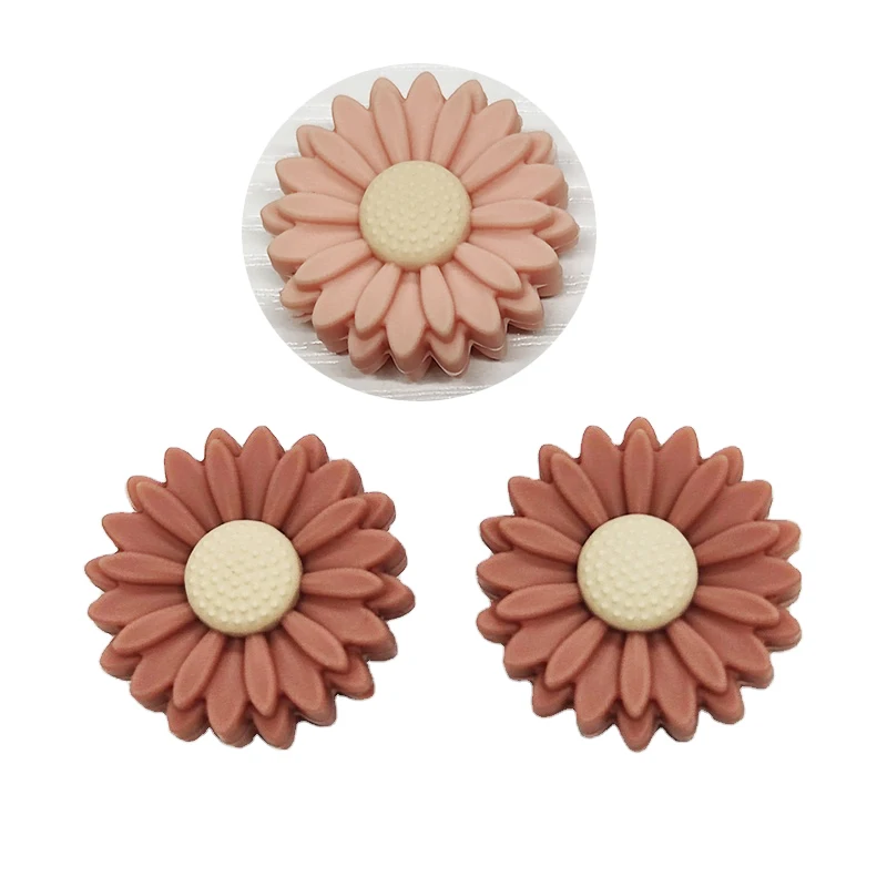 22mm silicone daisy beads for bracelet keychain personalized custom silicone focal beads