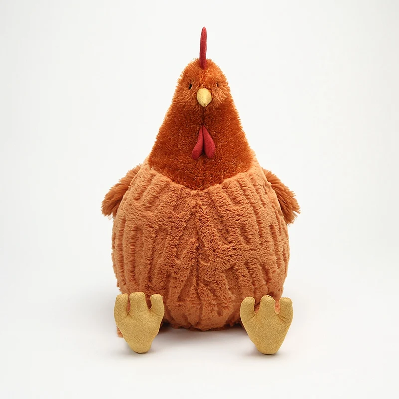 Good Quality Simulated Farm Animal Toys Lifelike Fat White Brown Stuffed Plush Cock Chicken Toys
