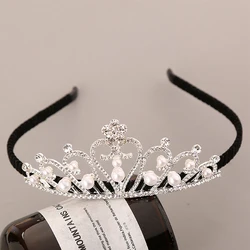 Fashion Children Hair Bands Crown Flower Girl Princess Dress Pearl Wedding Birthday Headdress Wholesale