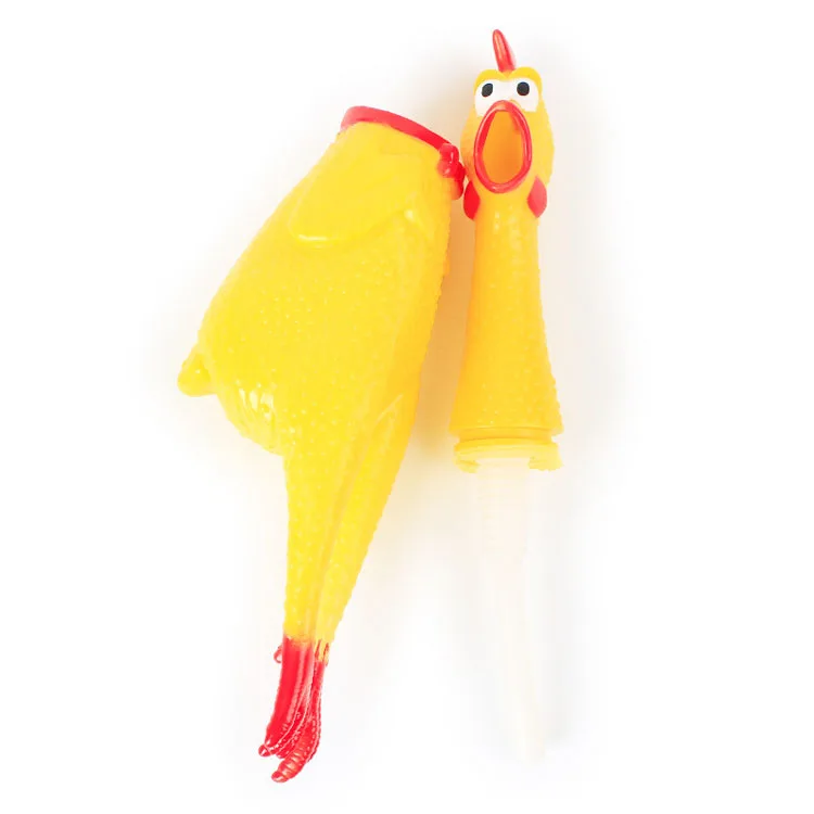 Wholesale Yellow Rubber Screaming Chicken 40cm Durable Bite Resistant Squeaky Toy Dog
