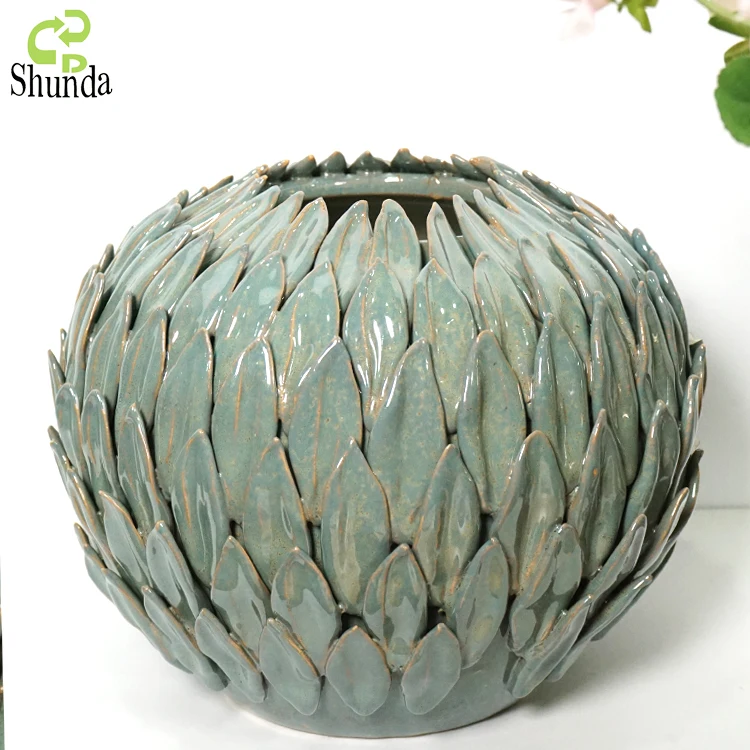 Wholesale vintage custom color glazed handmade porcelain art ornament ceramic vases home decoration flower vase for home decor