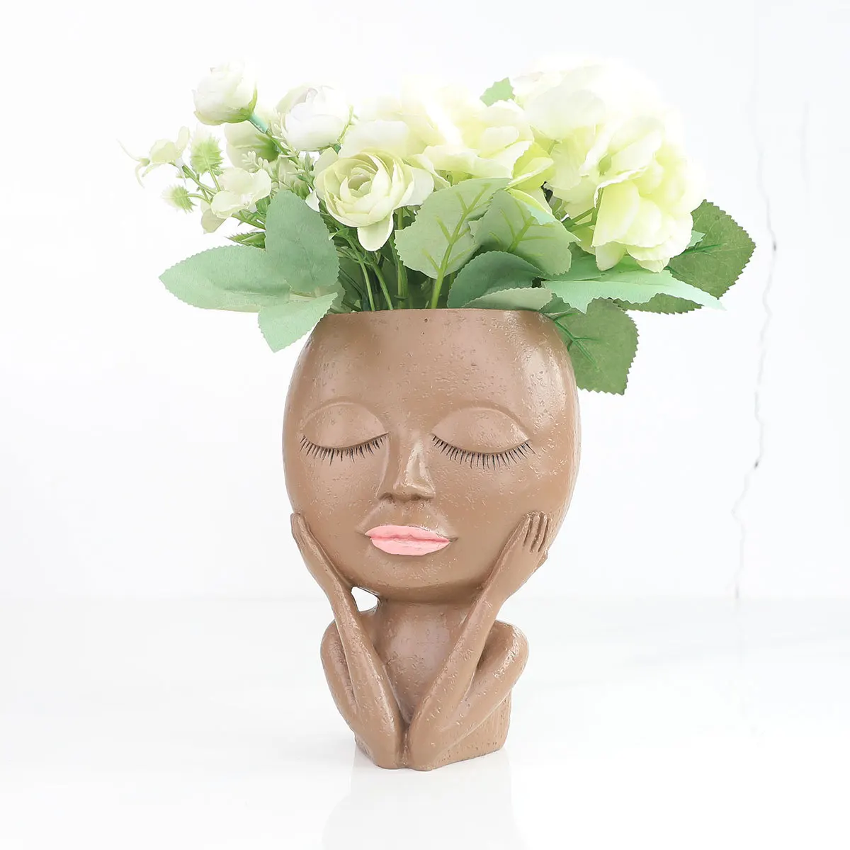 Wholesale Garden Decor North Furnishing Special Handmade Meditation Girl Art Crafts Resin Flower Pot