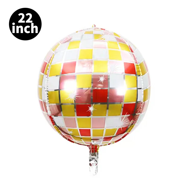 2024 New Color 22inch Disco 4D Round Balloon Shaped Foil Helium Balloon For Baby Shower Happy Birthday Party Decoration