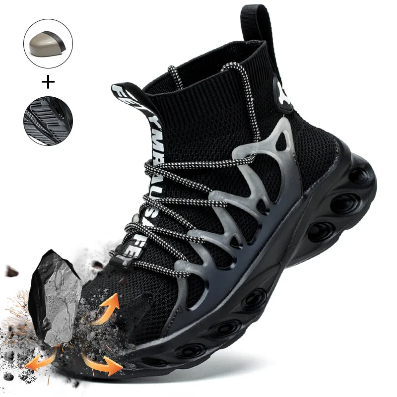 Four seasons lightweight microfiber anti-smash anti-puncture steel head wear-resistant safety shoes