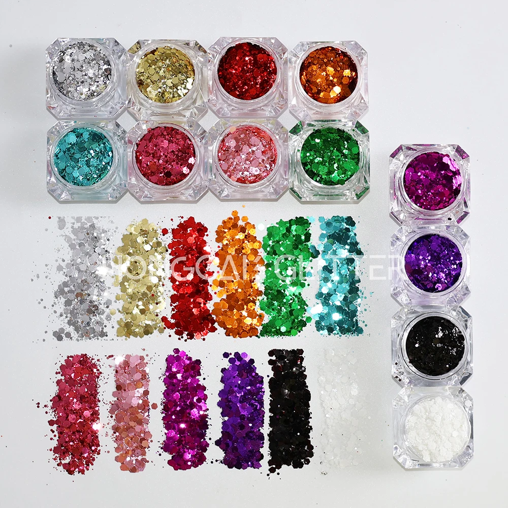 bulk metallic chunky mix polyester glitter colorful wholesale nails art Christmas decorations design glitters resin crafts