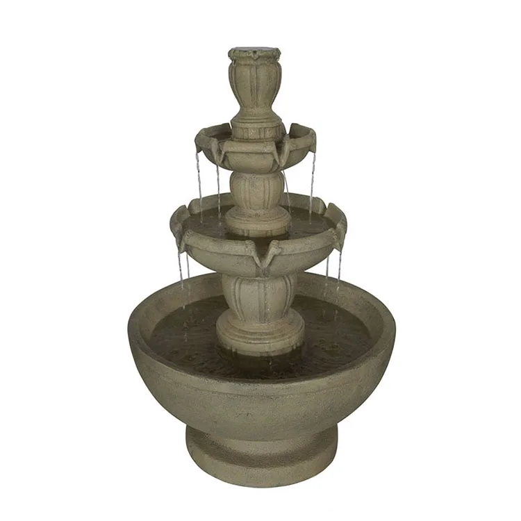 hot selling high quality outdoor 3tier water fountain garden decoration resin solar waterfall for house backyard