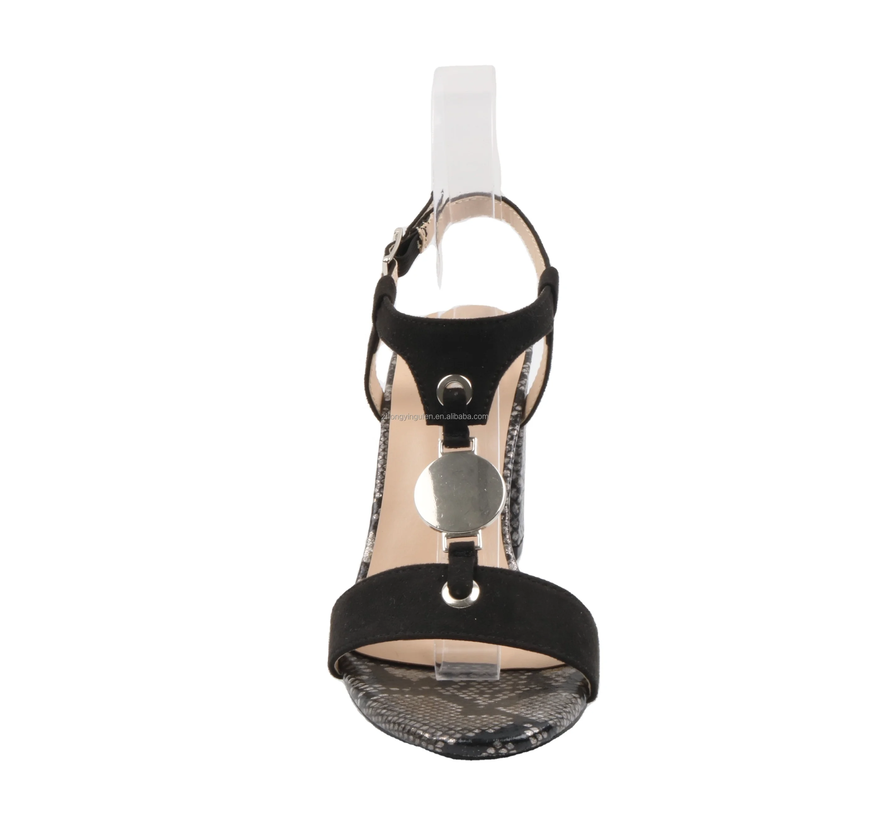 New summer women sandal microfiber upper with especial buckle high quality heel sandal