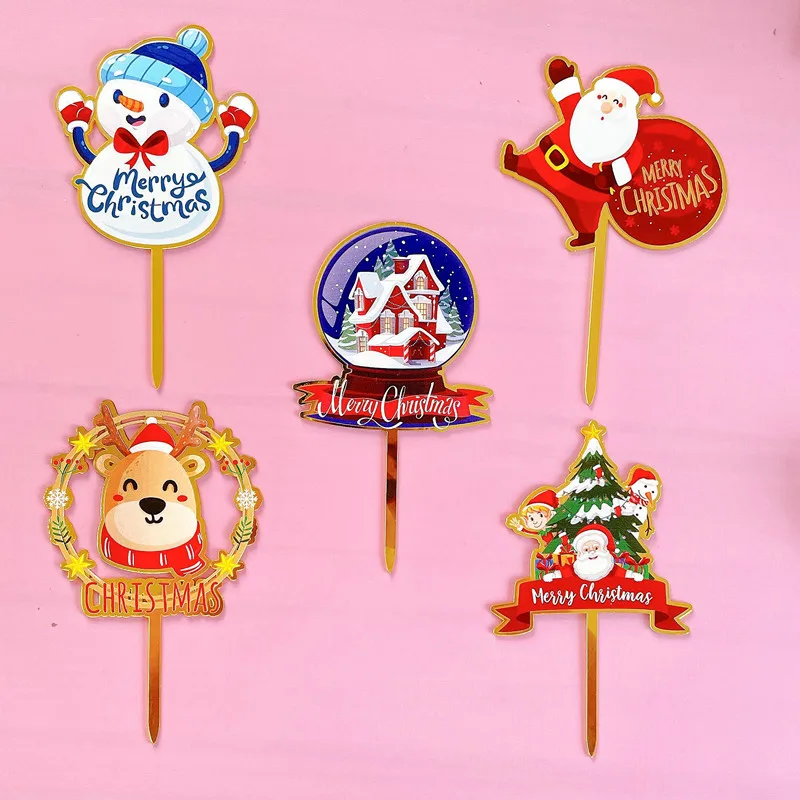 Cake Topper Christmas Santa Clause Cake Toppers Festival Cupcake Decorations