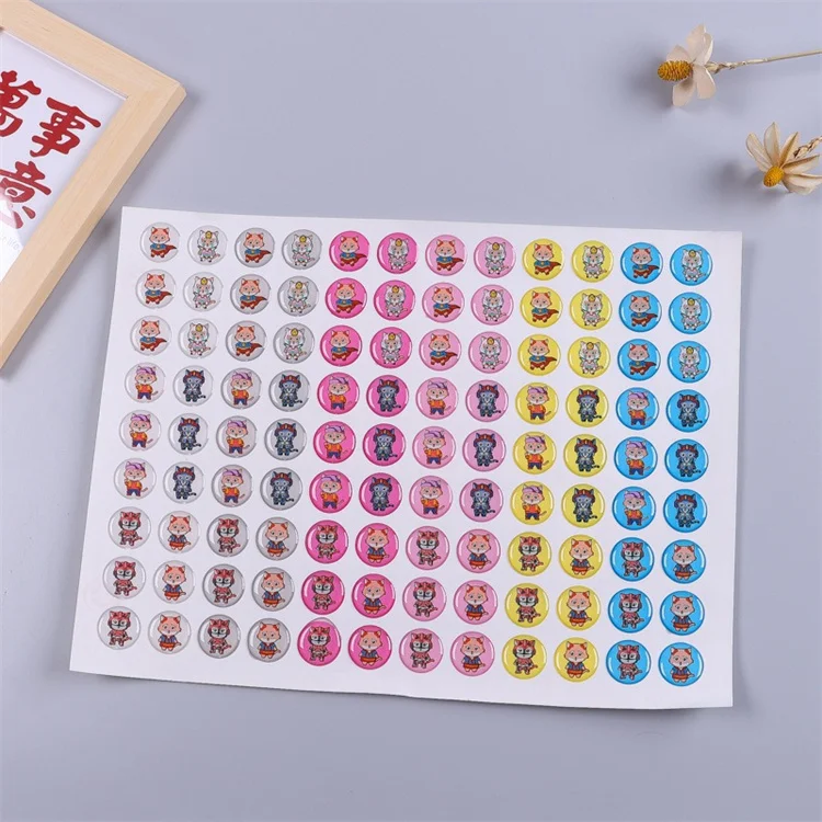 Die Cut Ins Decorative Resin Vinyl 3D Crystal Sticker Transparent PVC Epoxy with UV Printing Custom Animal Sticker for Craft Use
