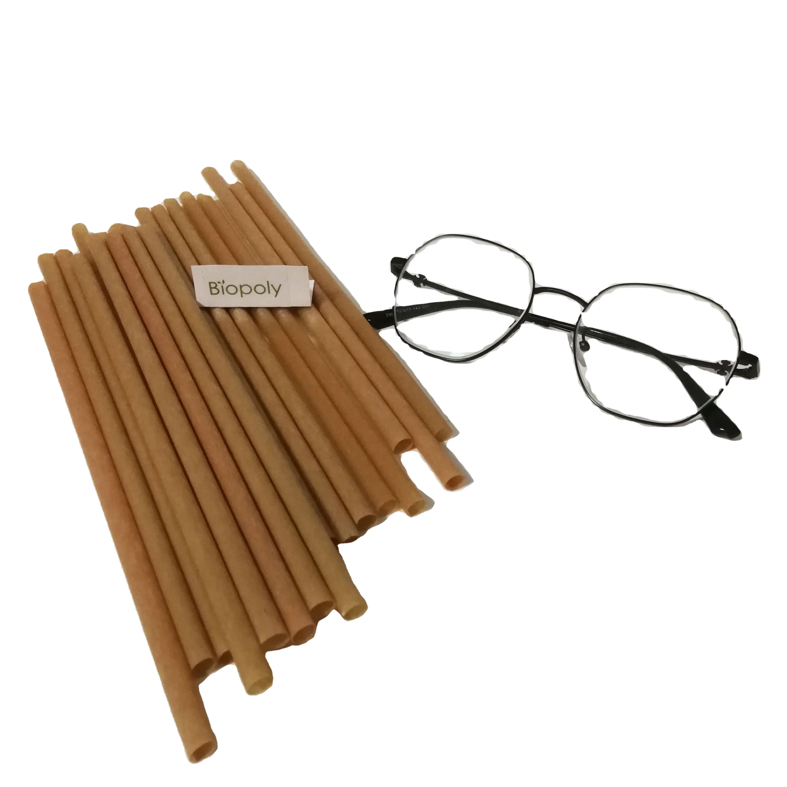 OEM Manufacturer Customization Eco friendly Biopoly Biodegradable Compostable Sugarcane Fiber Drinking Straw for Beverage