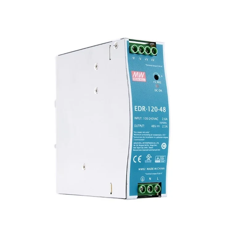 Оригинальный бренд Mean well представляет EDR-120-48 48v 2.5a 120w один выход Промышленные din rail источник питания для промышленной системы управления