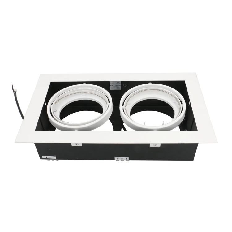 
Big Size Lights Housing Double Head Iron Fixture AR111 Square LED Down Spot Light Fixture 