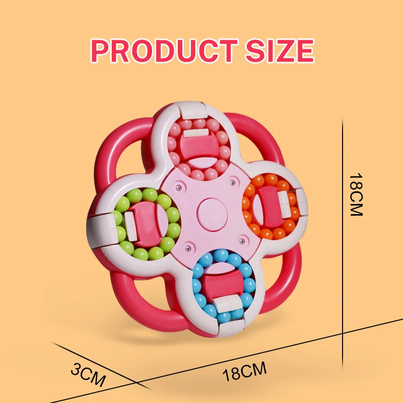Kids Brain Training Educational Puzzle Game Fidget Cube Toys Large Decompression Spinner Stress Relief Rotating Magic Bean Cube