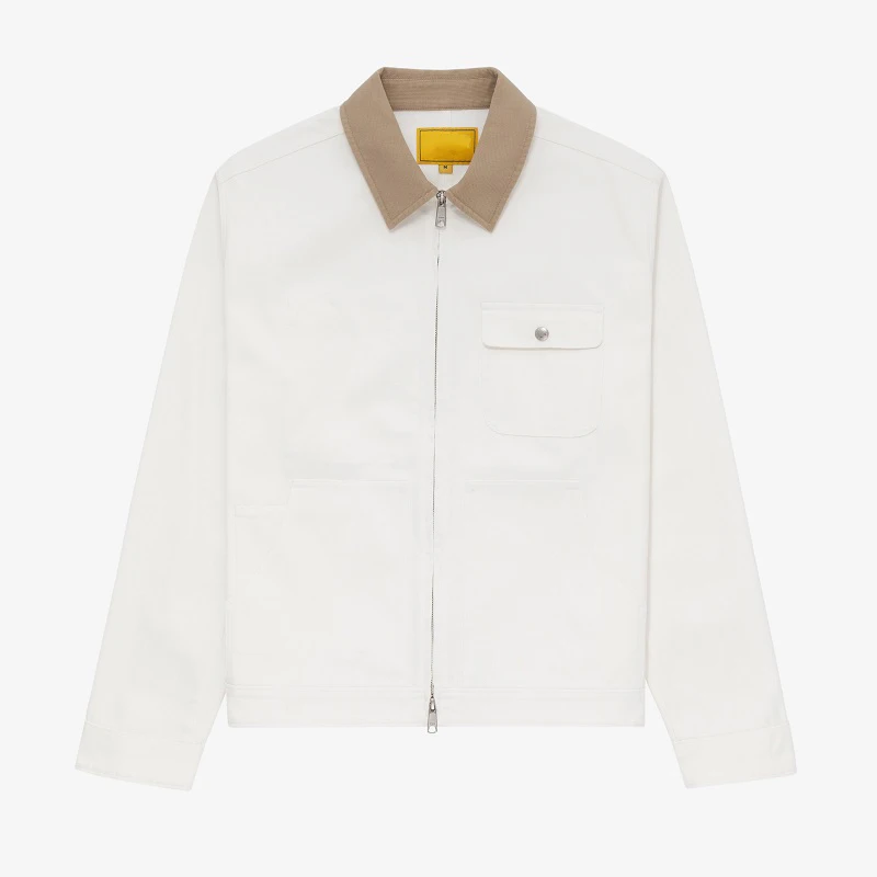 Varsity Zip up Lined Oem Wear Shirt Patch Workwear Duck Canvas Work Jacket with Pockets Custom Distressed Oversize Denim Men