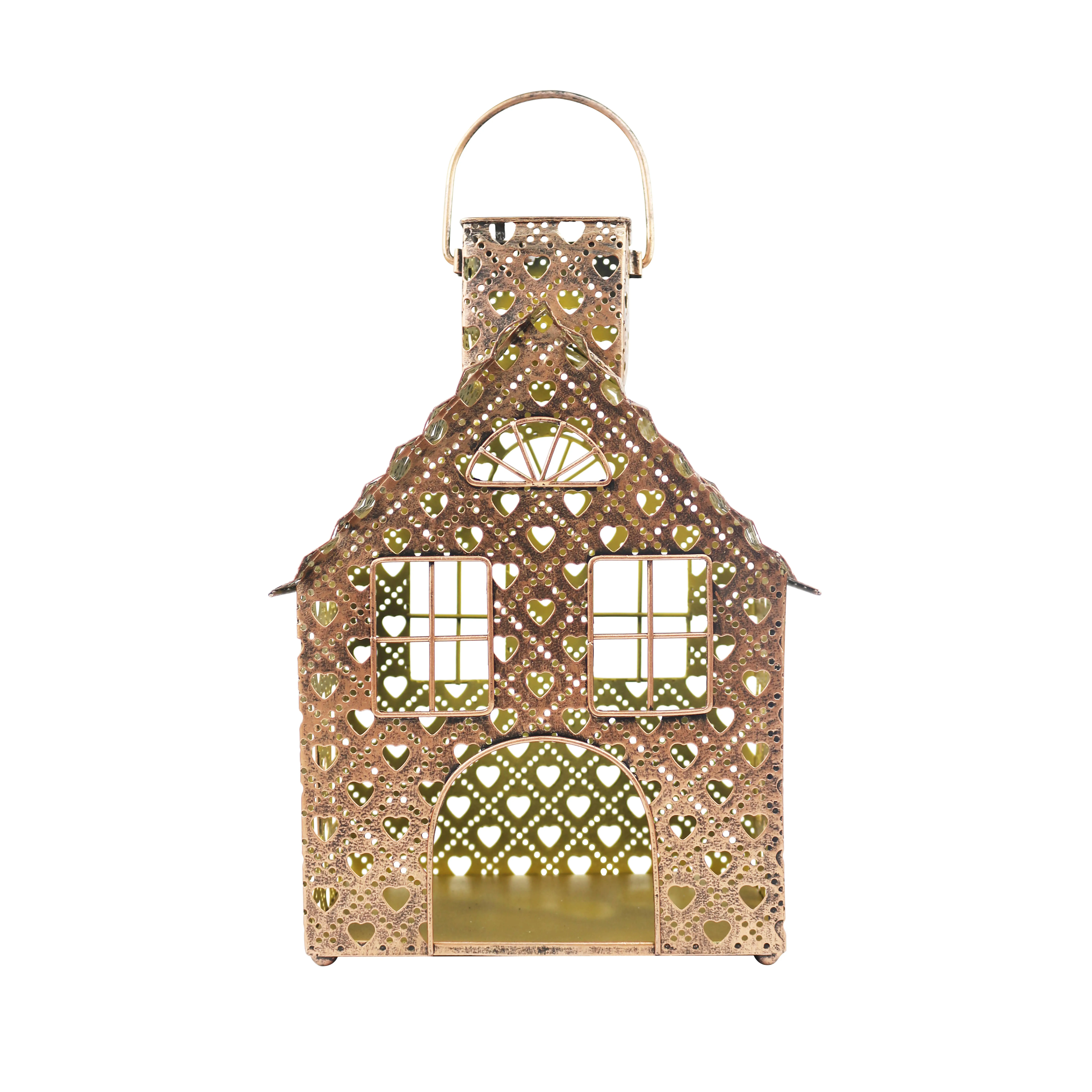 JHD0200203 Decorative  Lantern Metal Housing Led Solar Lantern Heart-shaped Hollow Carved Metal