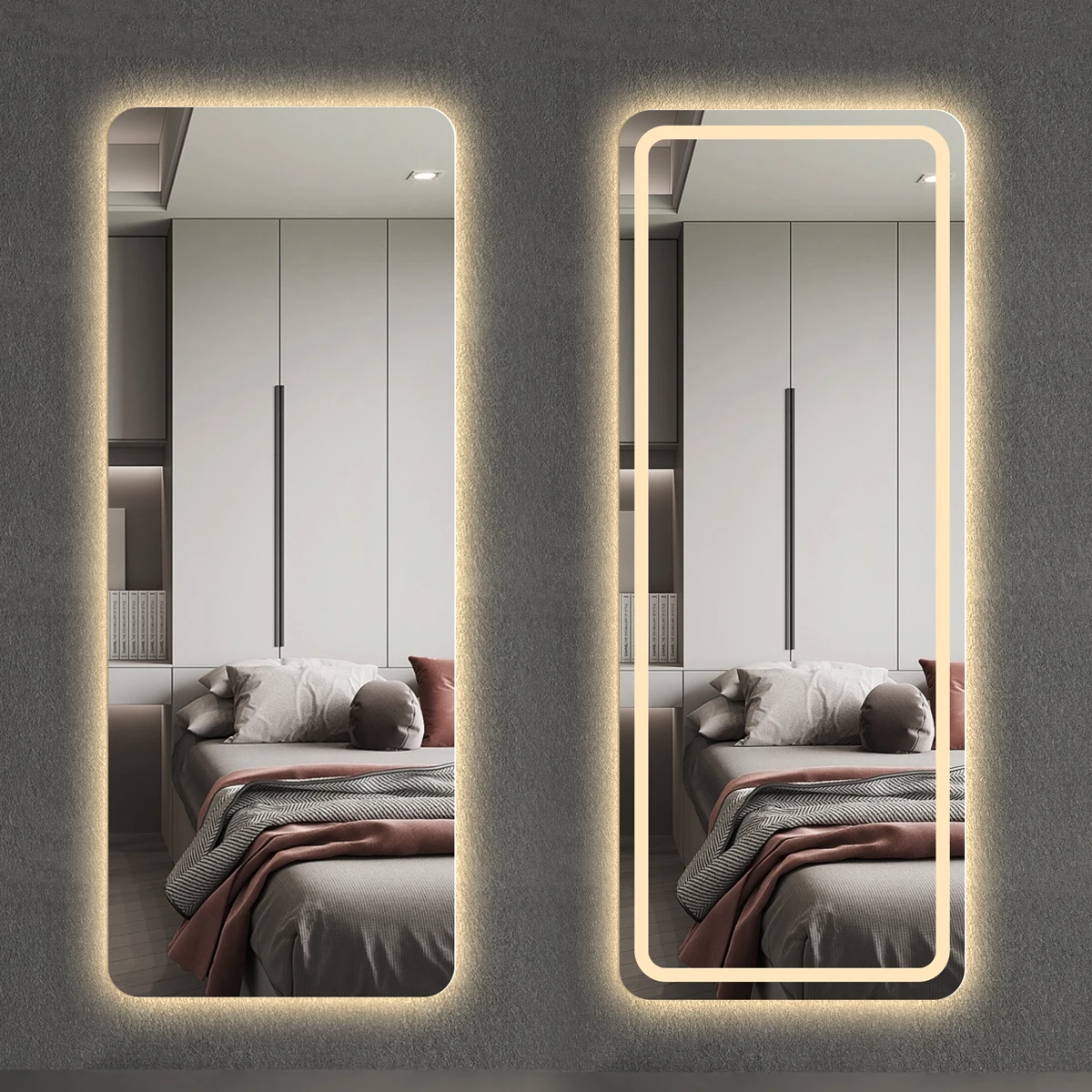 backlit full dressing smart mirror Frameless Rectangle Wall mounted Large Mirror full length smart long mirror with LED light