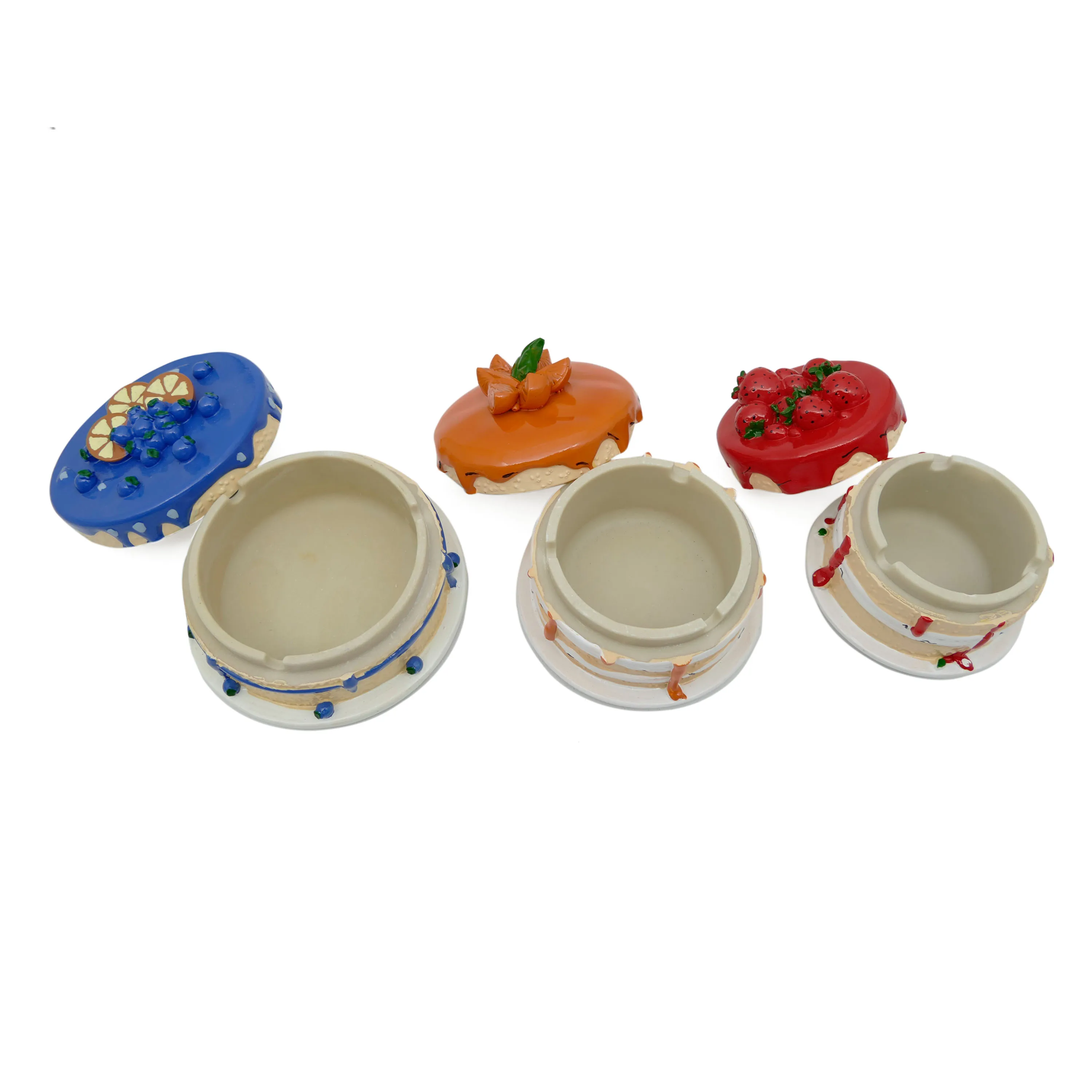 New Arrival Premium Fruit Resin Ashtray Custom Logo Color 3 styles Resin Ashtray with Lid
