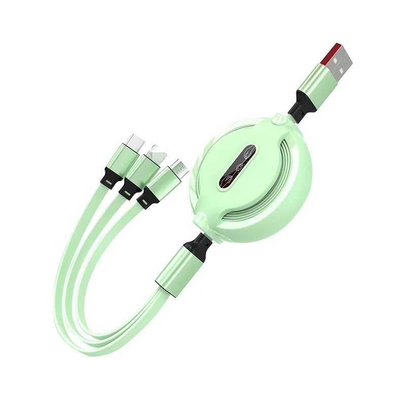 Christmas Gift Colorful Retractable 3 In 1 Usb Charging Cable Universal Multi Function 3 In 1 Usb Cable Fast Charging
