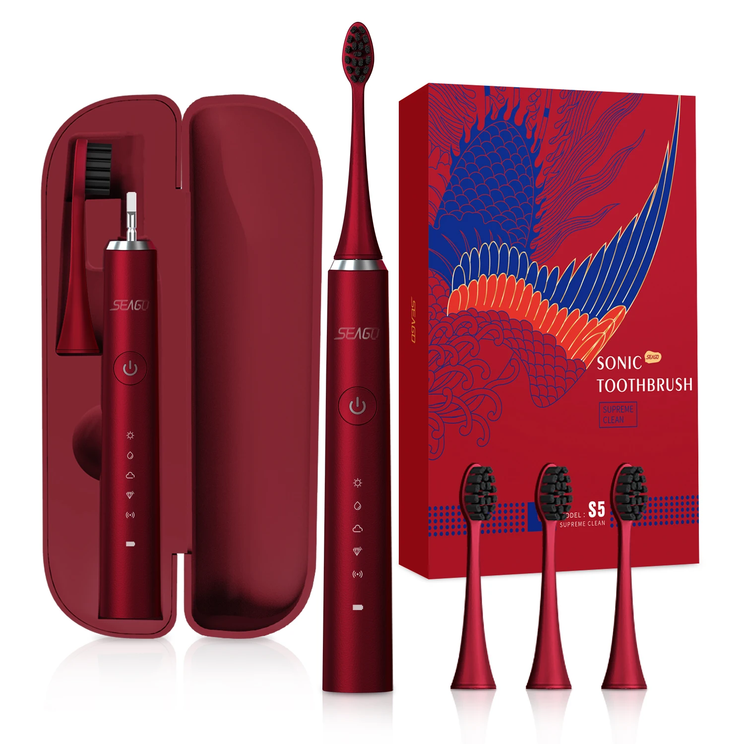 
Amazon hotselling SEAGO SG-972 rechargeable electric toothbrush with travel case 