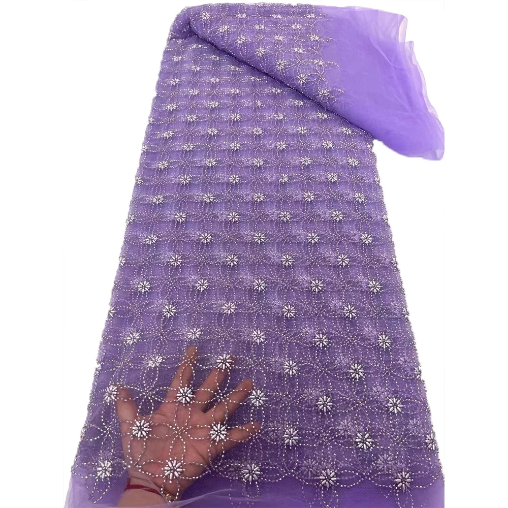 NI.AI Newest Beaded Lace Colorful Shiny Stones African Sequence Lace Good Quality African Lace For Women Wedding