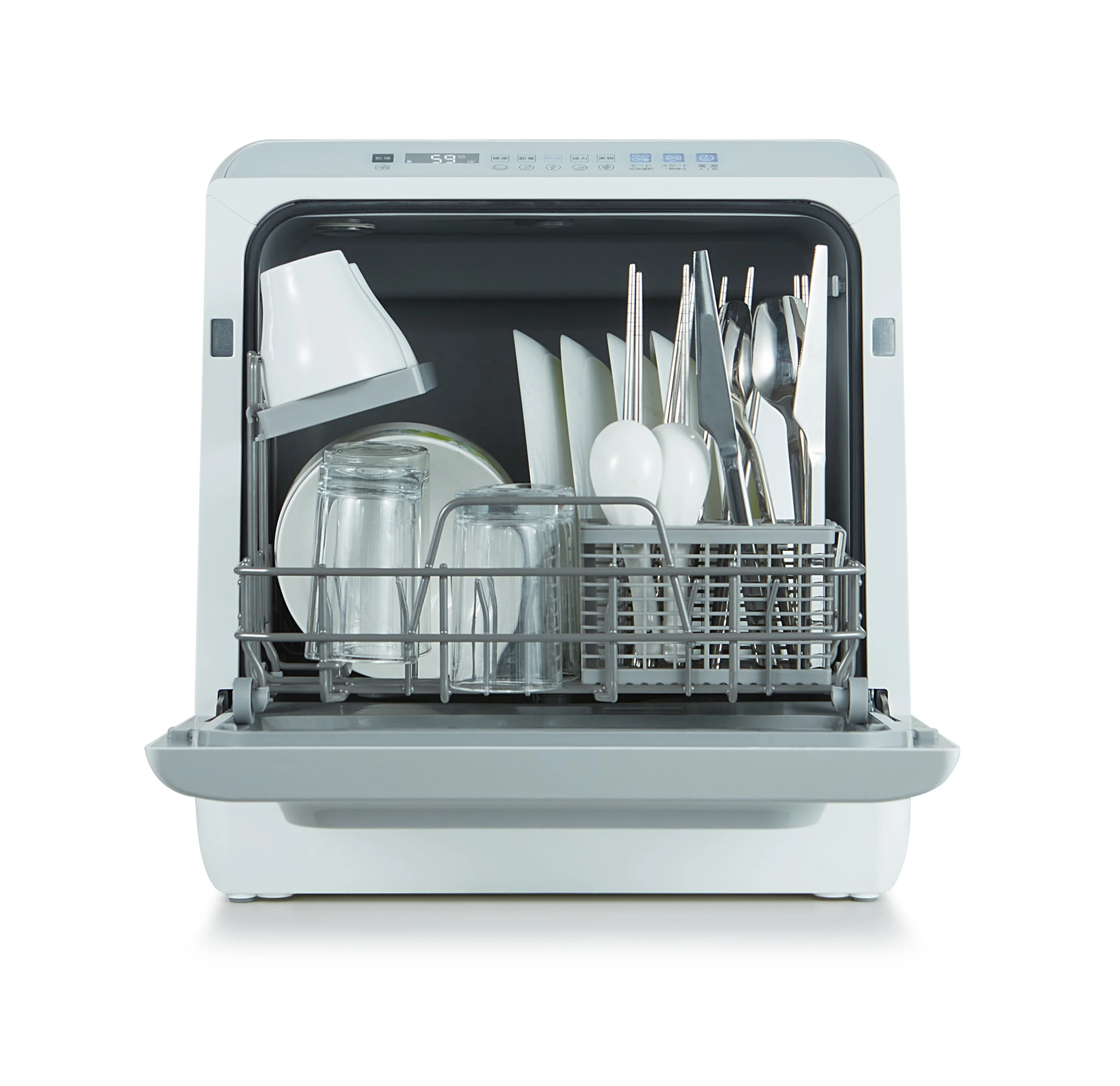 5L Water Tank Dishwasher Set 4 /portable Dishwasher/ Small Dish Washer Electric Carton Plastic White Touch Control + LED Display