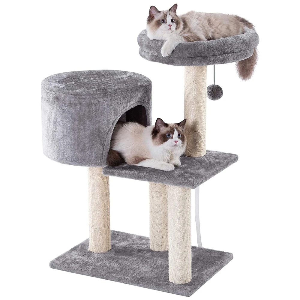 New Design Plush Sisal Safety Home Kitty Durable Cat Scratching Poles Condos Towers Trees House Furniture Climbing Cat Tree