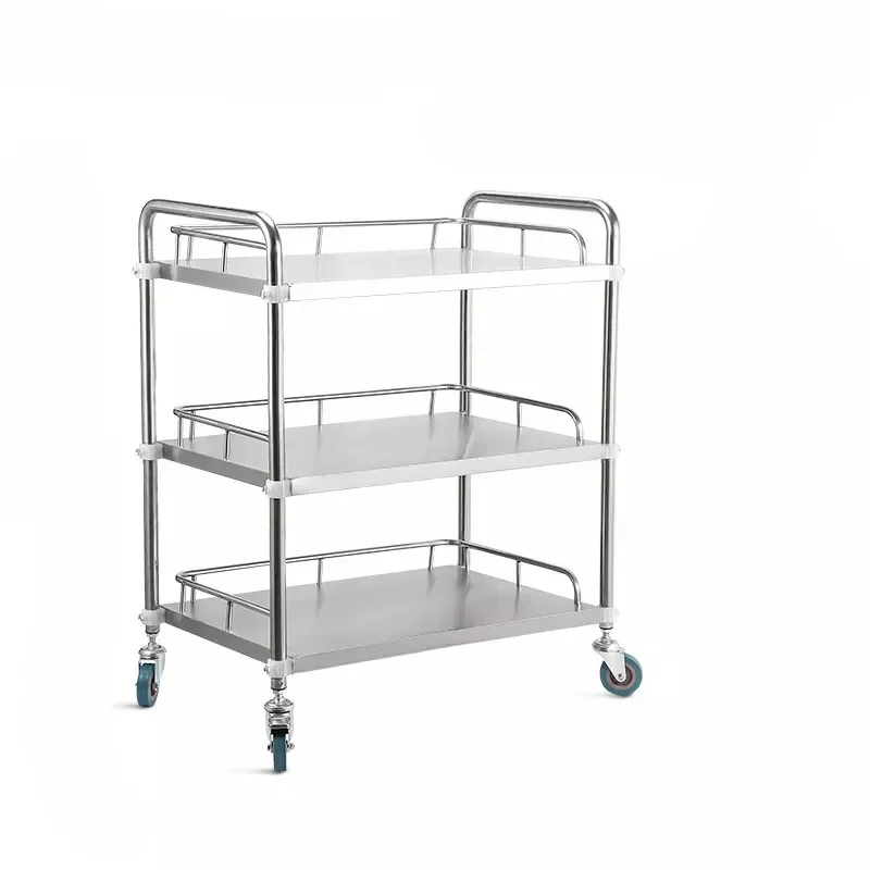 Stainless Steel Hospital Instrument Monitor Trolley Medical Dressing Trolley With Drawer