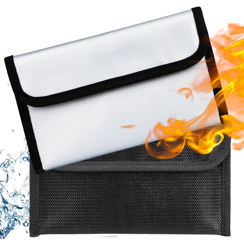Fireproof A4/A5 Document Bag with Zipper Closure Waterproof Money Pocket Storage Pouch for Valuables Document File Organization