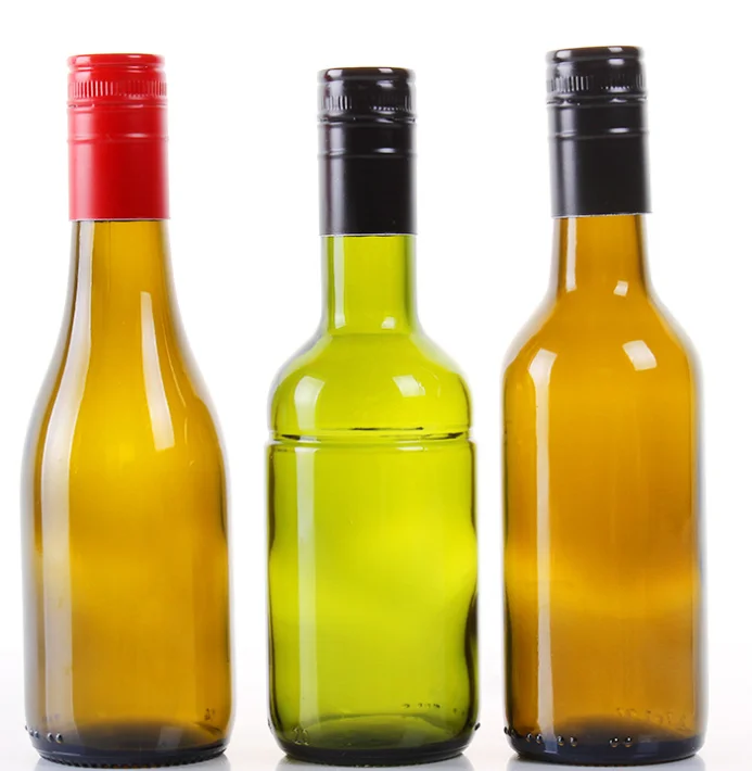 Dark green wine glass 187ml straight barrel brown olive red wine bottle