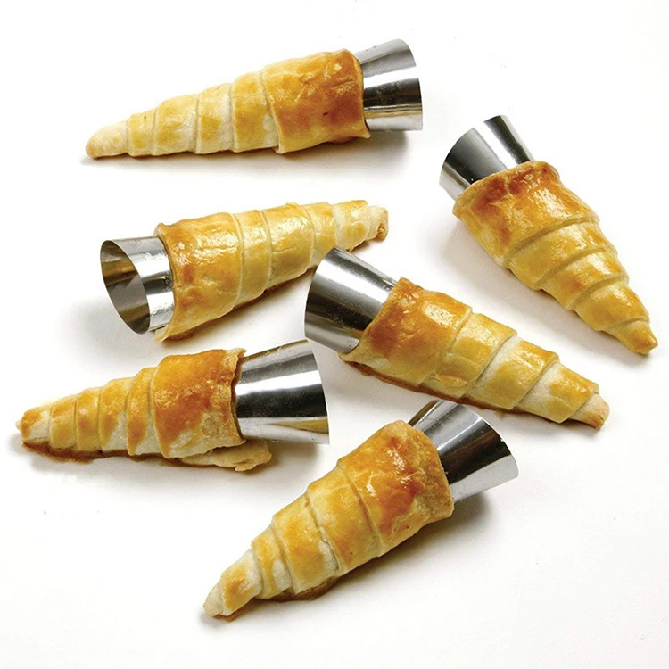 Stainless steel conical tube cone bread baking mould kitchen cream metal cones for baking