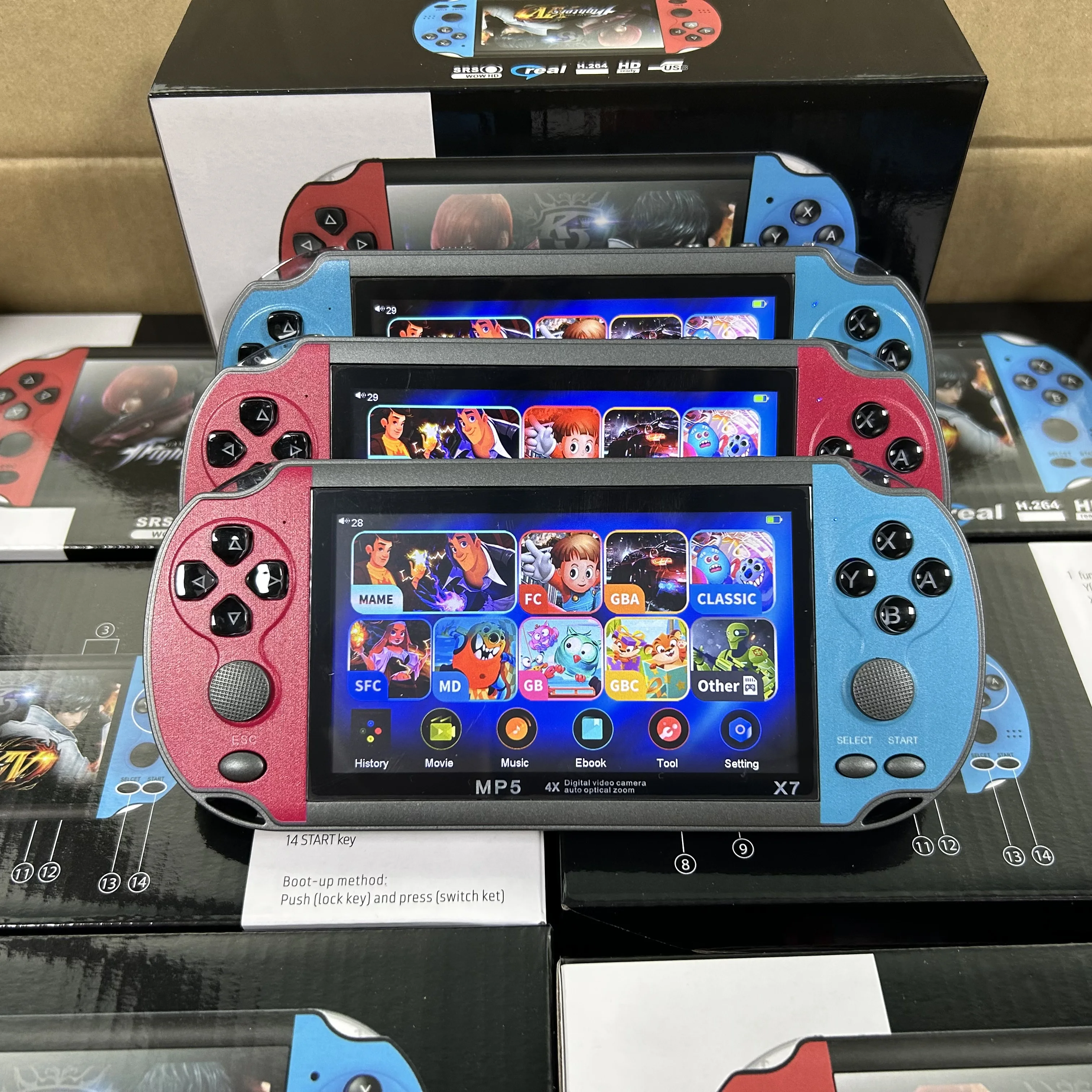 Portable Retro X7 Game Console Handheld 4.5 Inch Screen Real Camera Video Games Consoles Game Player