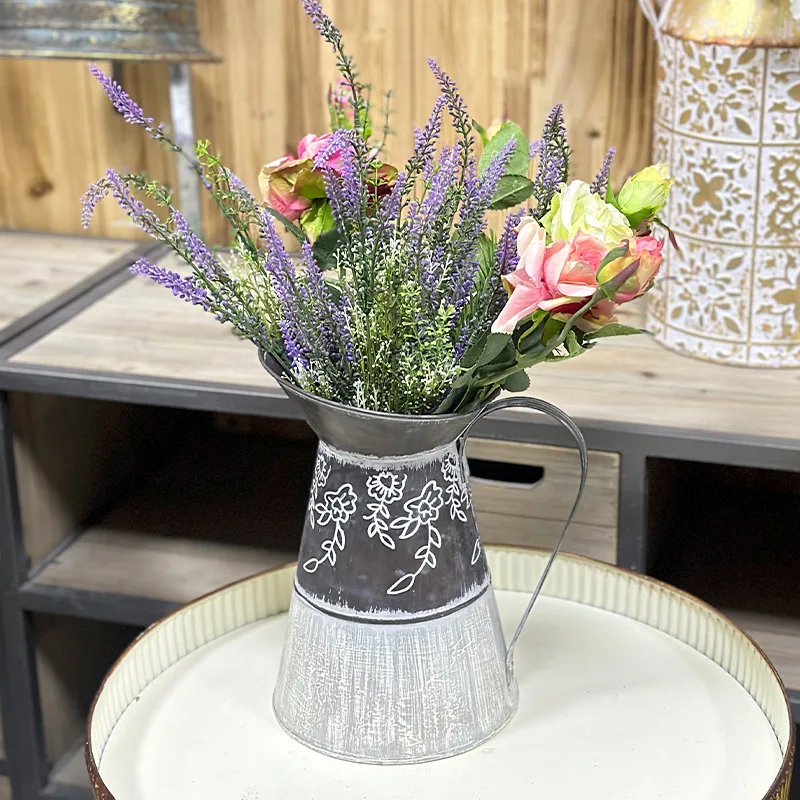 Creative Embossing Cast Metal Planter Urn Cast Iron Flower Plant Pot Kettle Ornaments Garden Flower Metal Pot