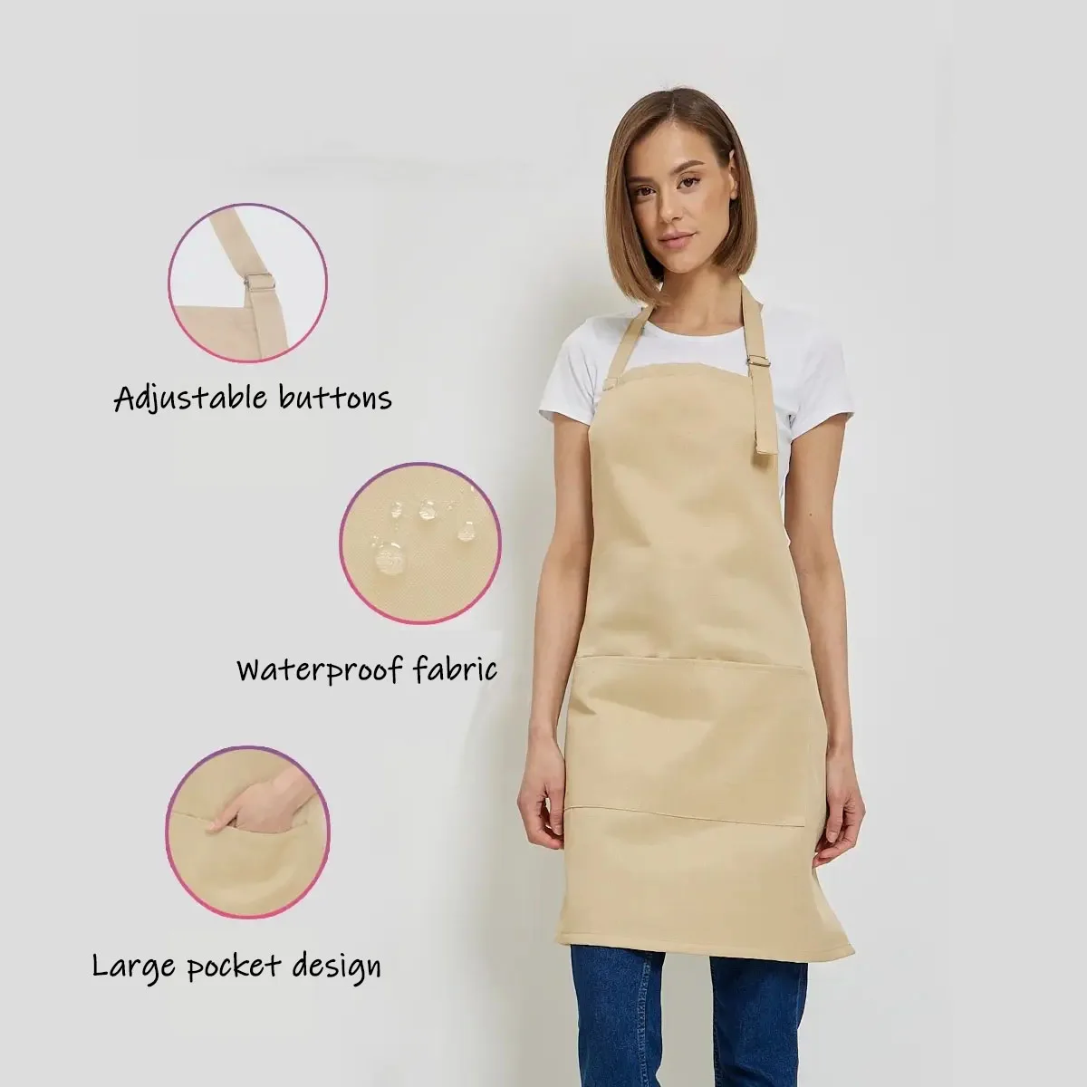 wholesale cleaning bib blank Restaurants chef polyester cotton waterproof oil proof straps adjustable aprons kitchen