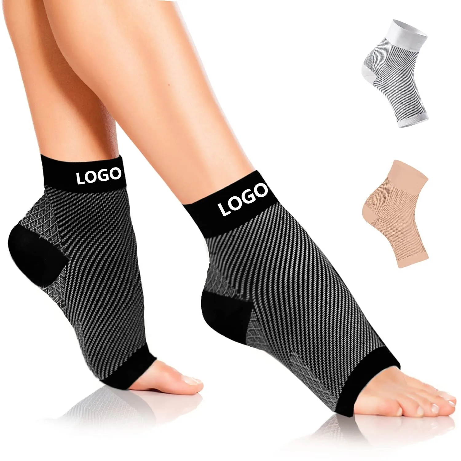 Plantar Fasciitis Compression Socks Toeless Ankle Sleeve Compression Sleeve Ankle Support Foot Ankle Brace for Women & Men