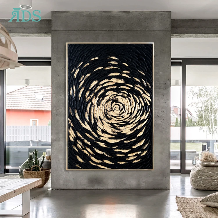 Wholesale gold and black home decor luxury large paintings for wall