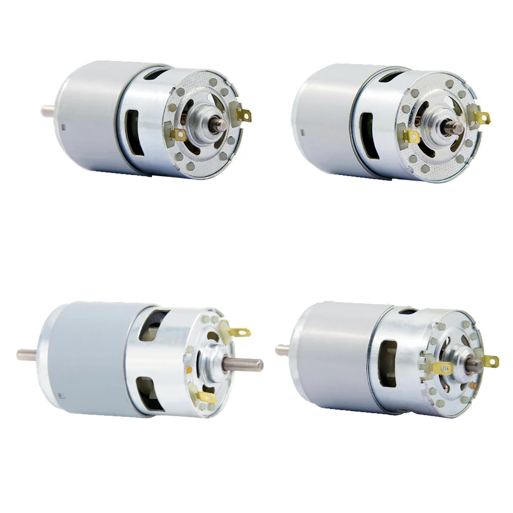 High-power D-axis 775 DC motor with ball bearings runs on 12V, providing high-speed rotation and high-torque output.
