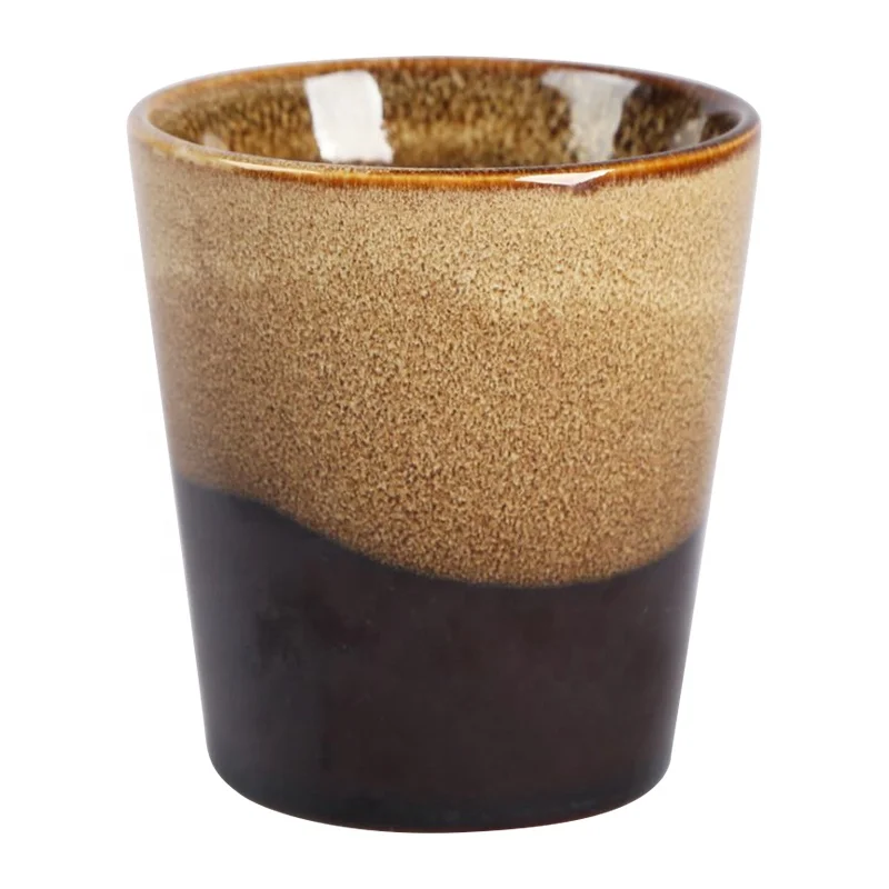 Hot sale environmentally friendly Japanese reaction glazed personal handmade ceramic coffee teacup mug without handle as a gift