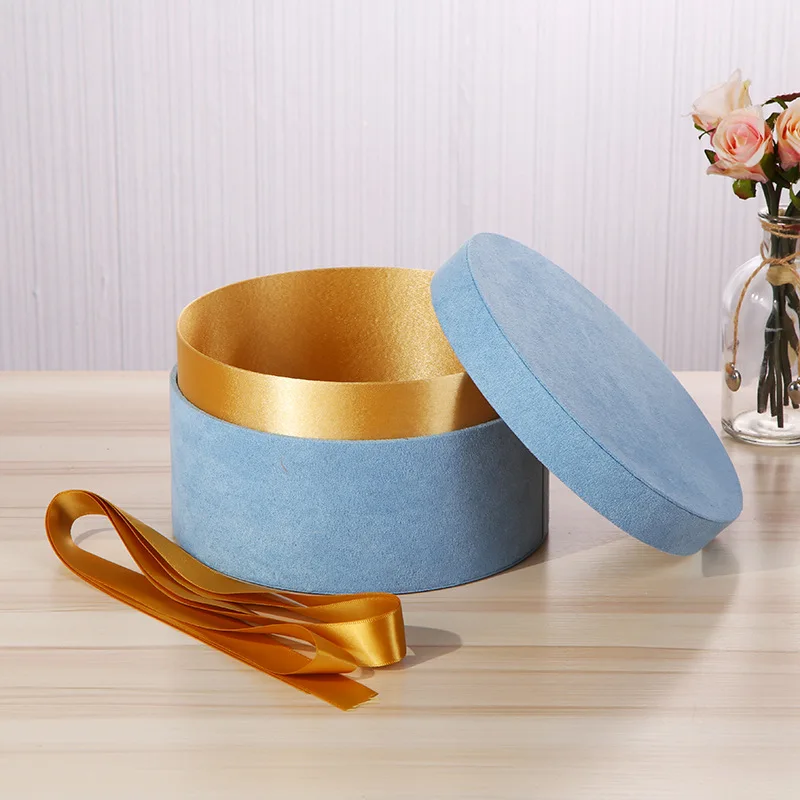 High Quality Custom Round Suede Flower Box