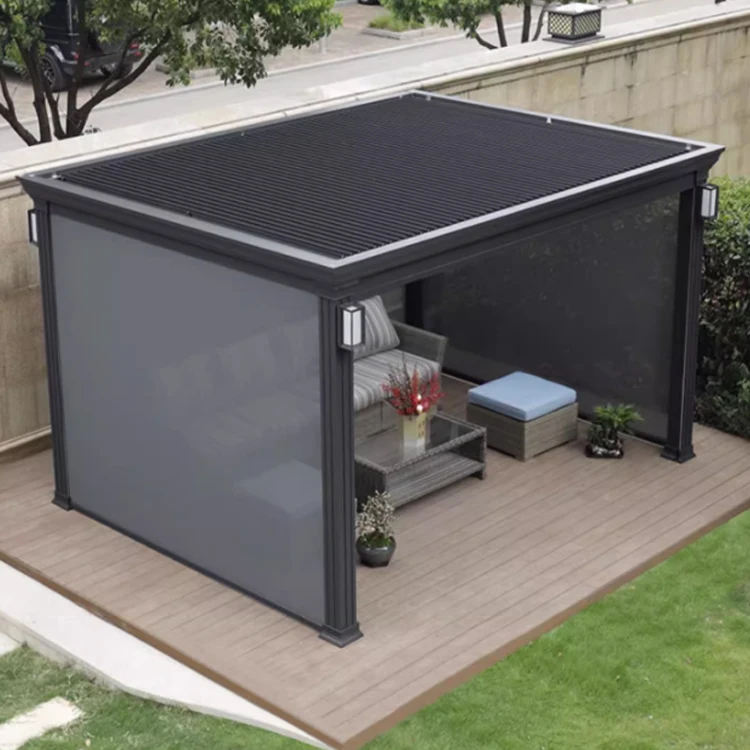DIY Modern Motorized Louver Fancy Retractable Louvered  Bioclimatic louvered pergola roof