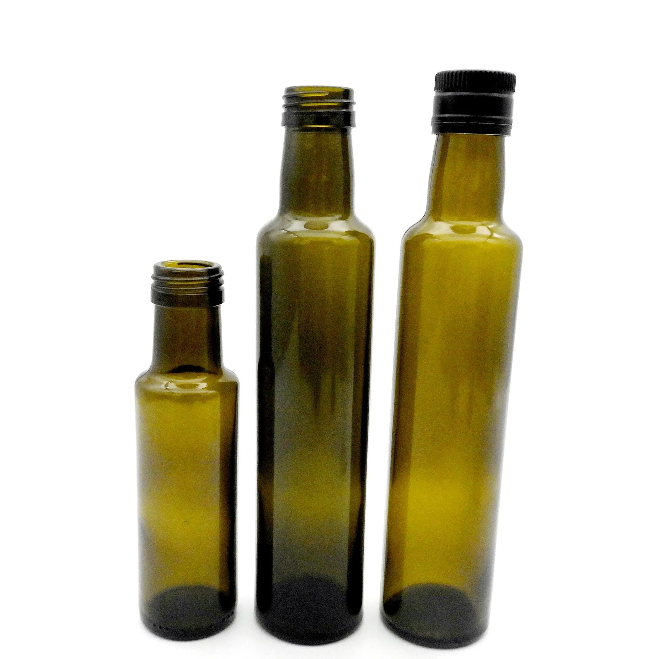 Dorica 250ml Cooking Oil Glass Bottle Manufacturer 500ml 750ml Round Shape Olive Oil Bottle with Aluminium Cap