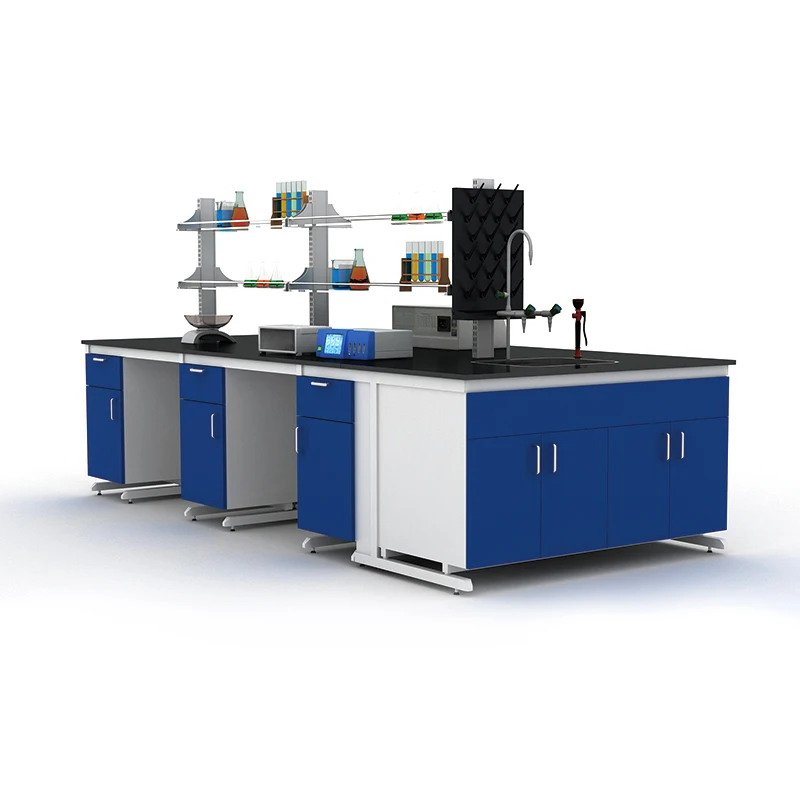 Factory Directly Sale High Quality Strong Acid And Alkali Resistant Steel Frame Lab Bench With Reagent Shelf