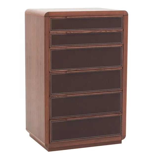 
Modern Style Log High-Rise Six Bucket Cabinet Bedroom Fashionable Wood High-End Leather Storage Cabinet Living Room Furniture 