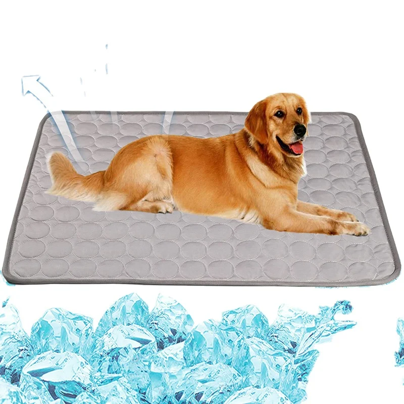 Dogs Summer Cooling Mat Pet Large Size Ice Silk Cool Bed Pet Cat Breathable Blanket Cushion Puppy Kitten Indoor Sofa Floor Mat