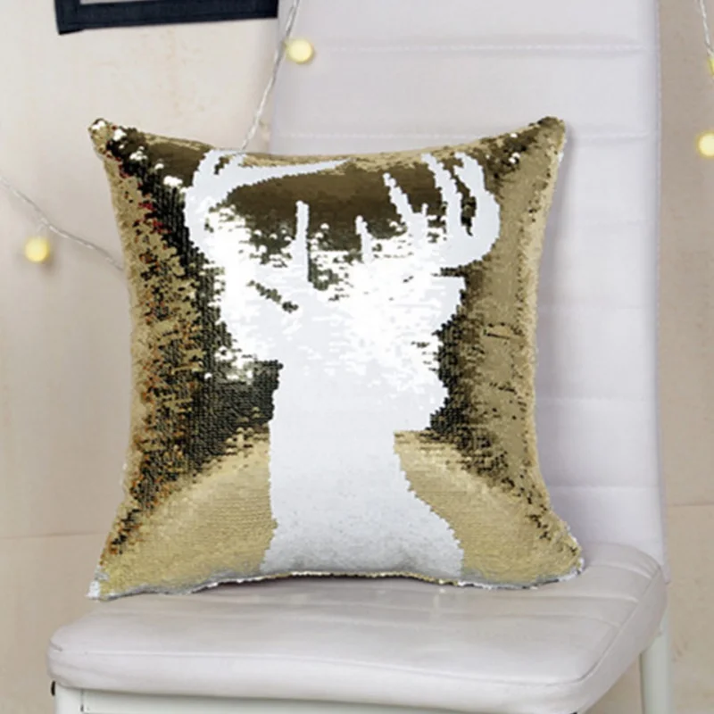 Cheersee magic christmas sublimation blank mermaid customized throw decorative reversible sequin pillow for home